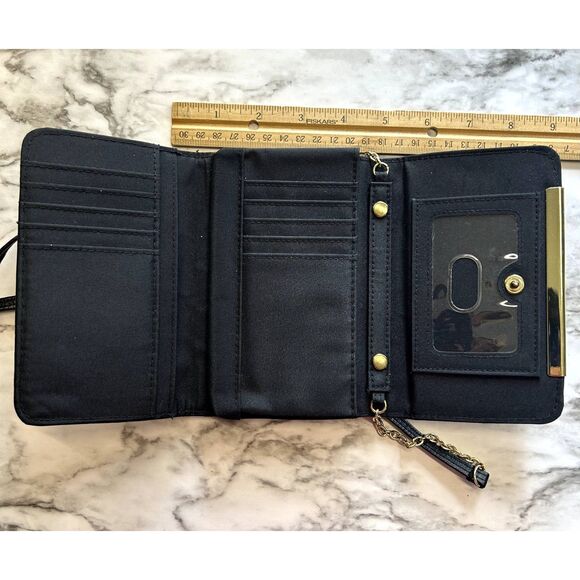 Black and Off White Wallet Purse with ID Holder Bag - Picture 2 of 2